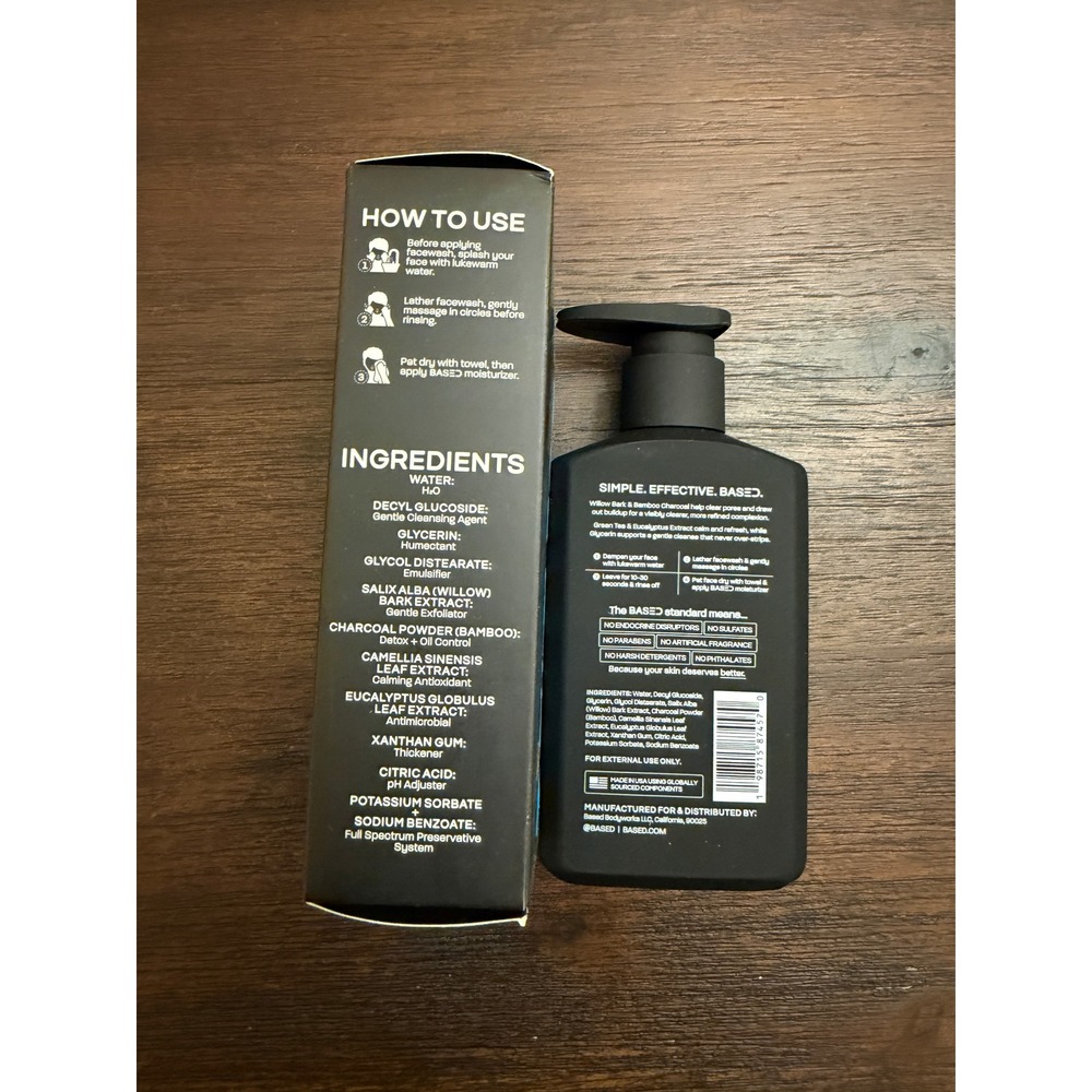Based Purifying Daily Facial Cleanser 6.8oz 200ml Willow Bark Bamboo Charcoal - Picture 4 of 5